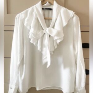 Elegant Zara White Ruffled Blouse